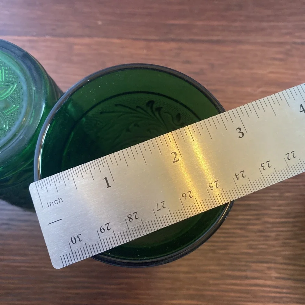 Set of 2‎ Vintage Anchor Hocking Forest Green Sandwich Juice 9 oz Glasses